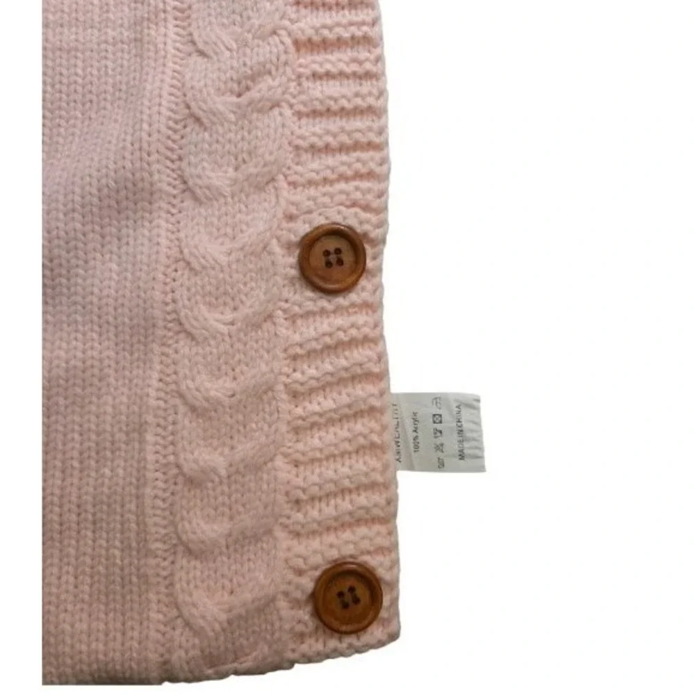 Cable Knit Cozy White Side Button Bunting with Hood